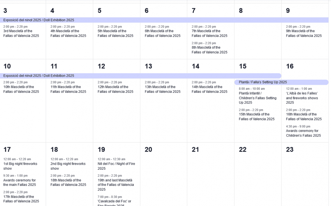 The first part of the 2025 Fallas Calendar is now live!